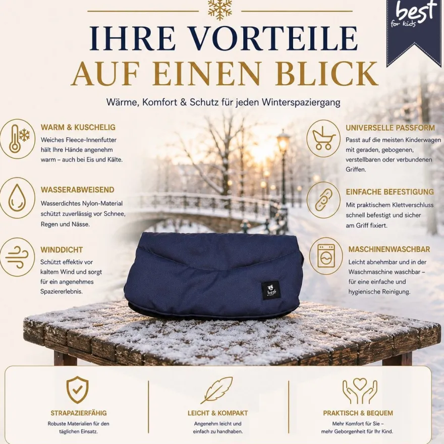 Best For Kids Kinderwagen Handwärmer - Universell, Wasserdicht & Kuschelig, Winter
