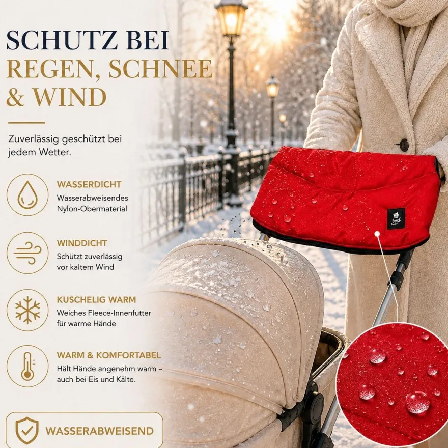 Best For Kids Kinderwagen Handwärmer - Universell, Wasserdicht & Kuschelig, Winter