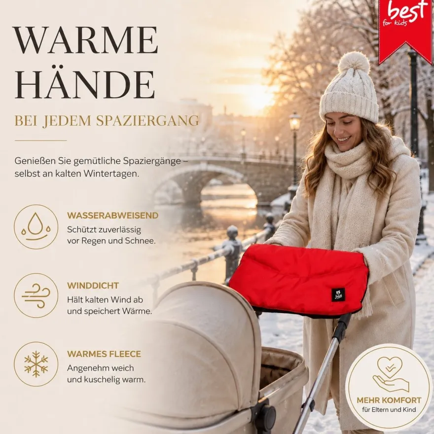 Best For Kids Kinderwagen Handwärmer - Universell, Wasserdicht & Kuschelig, Winter