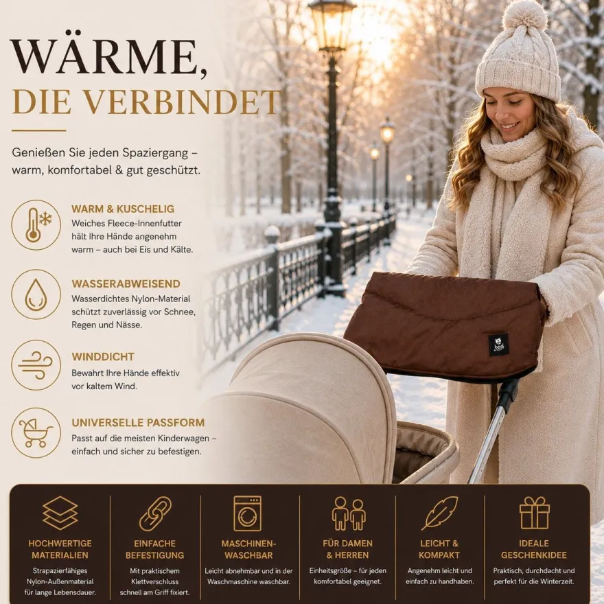 Best For Kids Kinderwagen Handwärmer - Universell, Wasserdicht & Kuschelig, Winter