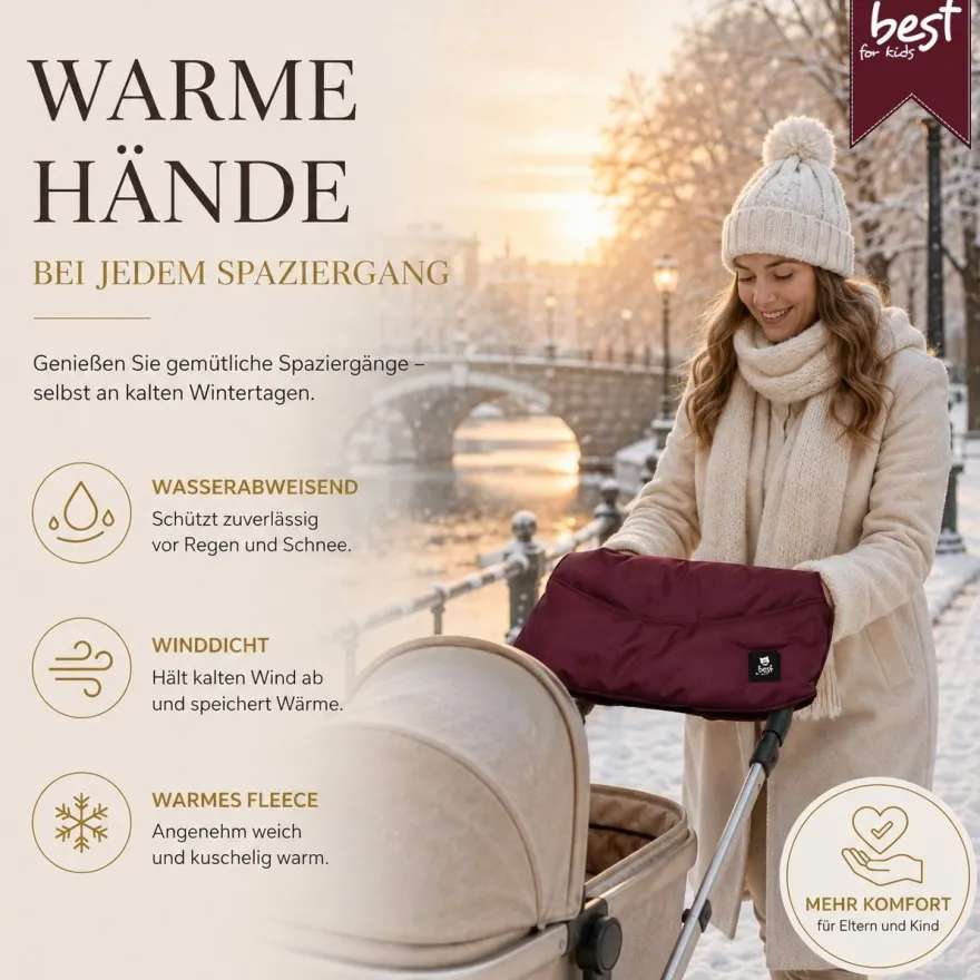 Best For Kids Kinderwagen Handwärmer - Universell, Wasserdicht & Kuschelig, Winter