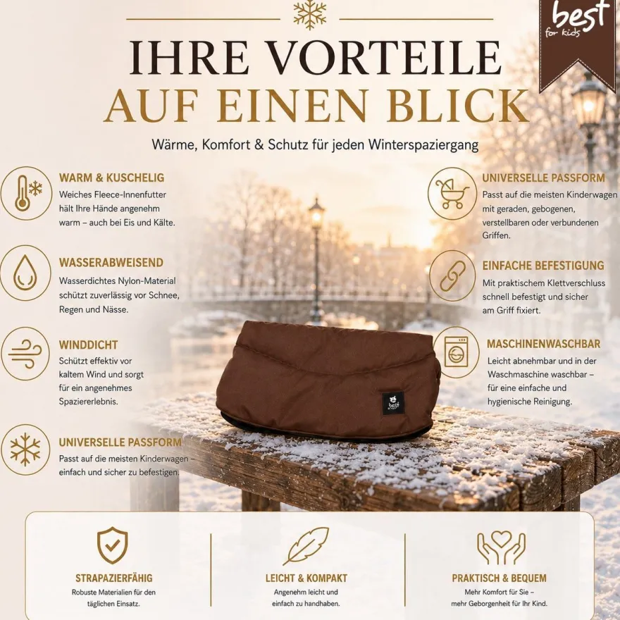 Best For Kids Kinderwagen Handwärmer - Universell, Wasserdicht & Kuschelig, Winter