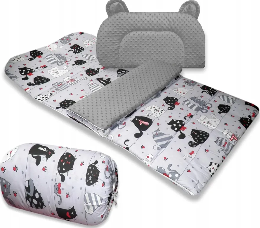 Best For Kids Schlafsack Set mit Bärenkissen und Beutel für Kindergarten und Camping