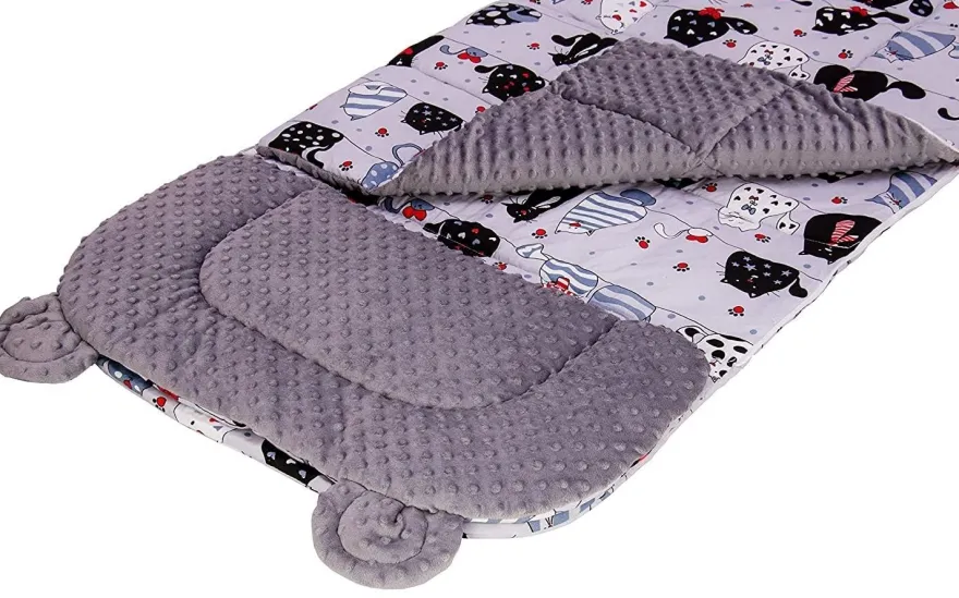 Best For Kids Schlafsack Set mit Bärenkissen und Beutel für Kindergarten und Camping