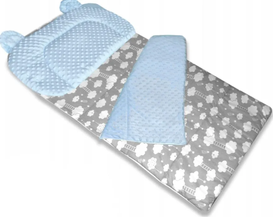 Best For Kids Schlafsack Set mit Bärenkissen und Beutel für Kindergarten und Camping