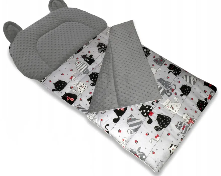 Best For Kids Schlafsack Set mit Bärenkissen und Beutel für Kindergarten und Camping
