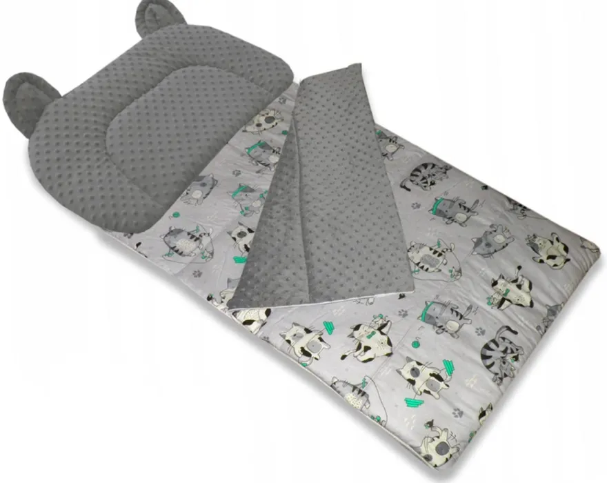 Best For Kids Schlafsack Set mit Bärenkissen und Beutel für Kindergarten und Camping