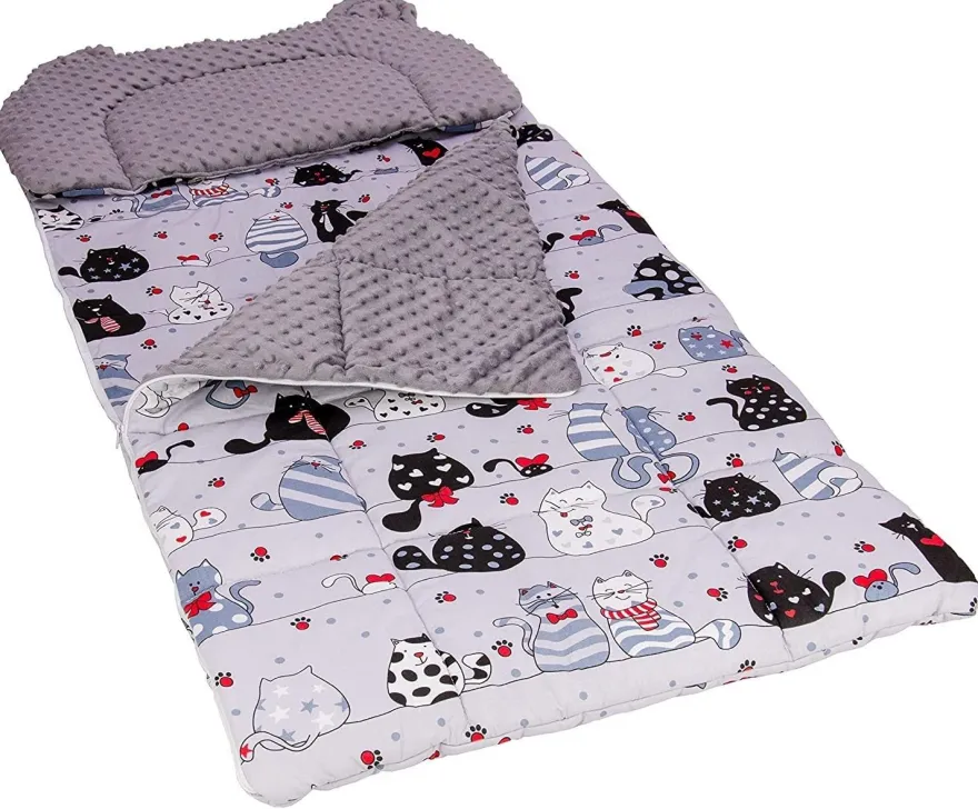 Best For Kids Schlafsack Set mit Bärenkissen und Beutel für Kindergarten und Camping