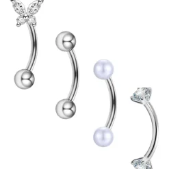 Besyvvin 4er Set Curved Barbell Piercing für Augenbrauen, Lippe, Helix, Rook