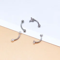 Besyvvin 4er Set Curved Barbell Piercing für Augenbrauen, Lippe, Helix, Rook