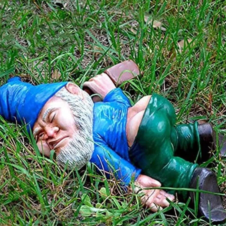 Betrunkener Gartenzwerg Harz Gartenfigur lustige Gartendeko