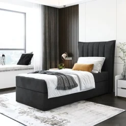 Bett Einzelbett Boxspringbett LUNA MINI mit Bonell-Matratze + Bettkasten