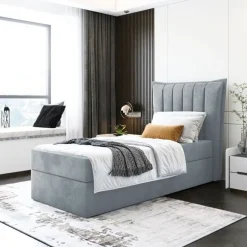 Bett Einzelbett Boxspringbett LUNA MINI mit Bonell-Matratze + Bettkasten