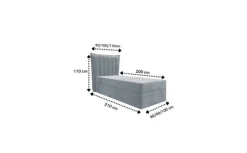 Bett Einzelbett Boxspringbett LUNA MINI mit Bonell-Matratze + Bettkasten