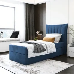 Bett Einzelbett Boxspringbett LUNA MINI mit Bonell-Matratze + Bettkasten
