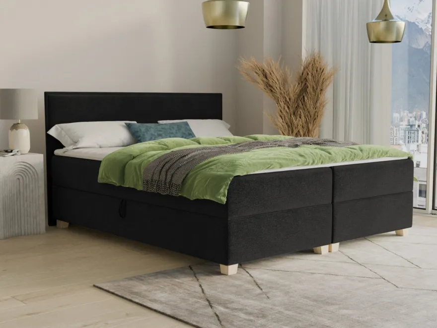 Bett FREN mit Bettkästen Boxspringbett Bonell-Matratze Doppelbett Topper Bettgestell