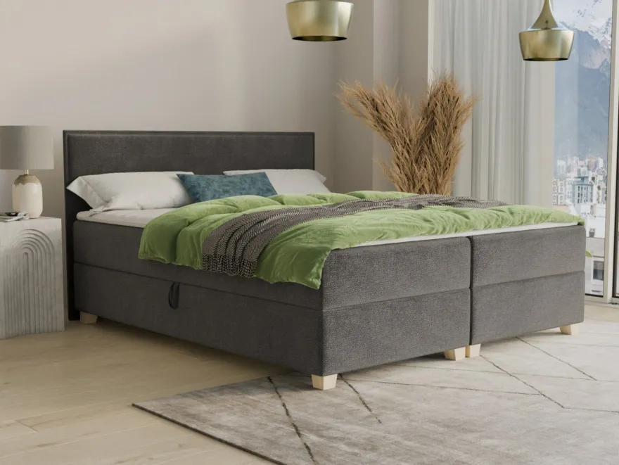 Bett FREN mit Bettkästen Boxspringbett Bonell-Matratze Doppelbett Topper Bettgestell