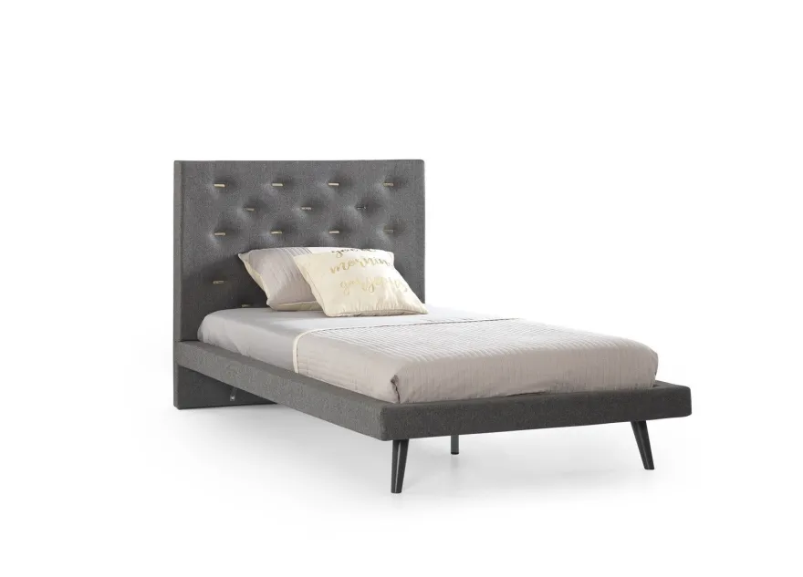 Bett Jugendbett Luna in grau gepolstert