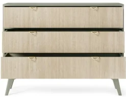 BETTSO Kommode 2 Regalen 3 Schränken Goldgriffe FIRR KSZ106 Grün + Herringbone