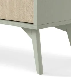 BETTSO Kommode 2 Regalen 3 Schränken Goldgriffe FIRR KSZ106 Grün + Herringbone