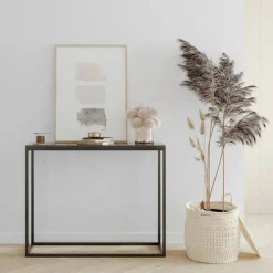 BETTSO Konsole für Flur elegante Schminktisch WELL 80cm Schwarz mit Schwarzbeinen