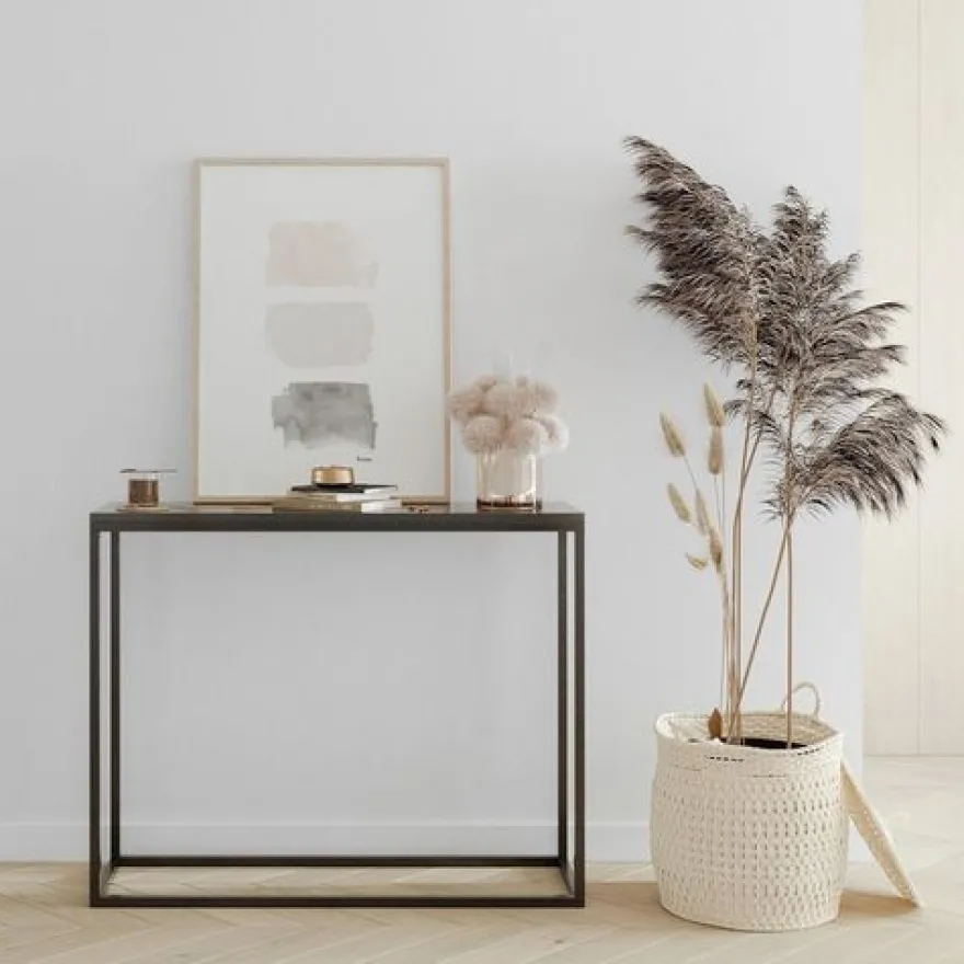 BETTSO Konsole für Flur elegante Schminktisch WELL 80cm Schwarz mit Schwarzbeinen