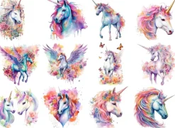 Bügelbild Bügelmotiv Einhorn Pegasus Pferd Unicorn Mädchen verschiedene Größen