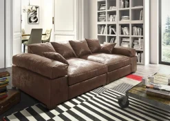 Big Sofa Couchgarnitur Megasofa Riesensofa AREZZO - Vintage Hellbraun