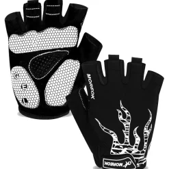 Bikingmoreok Fahrradhandschuhe Halbfinger Herren Damen Unisex Weiß S