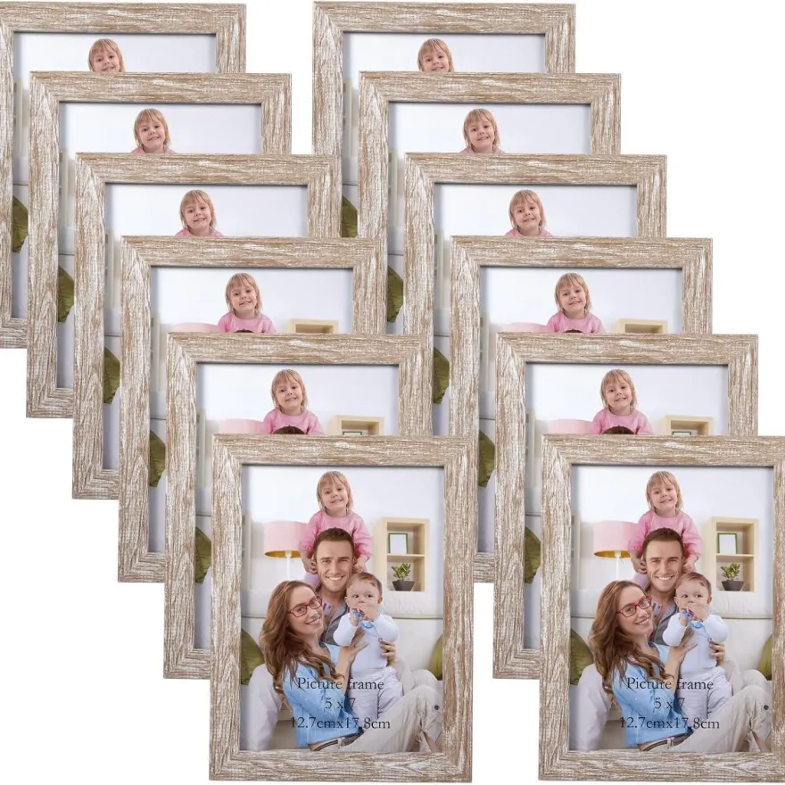 Bilderrahmen Set 13x18 cm Beige Holzmaserung Collage für Fotos