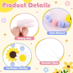 Bingtoo 2er Pack Baby Schnullerkette Silikon mit Sicherheitsclip - Ideal als