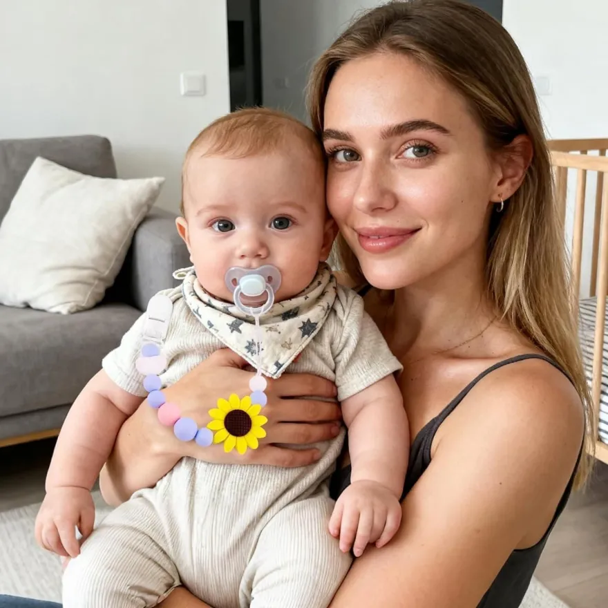 Bingtoo 2er Pack Baby Schnullerkette Silikon mit Sicherheitsclip - Ideal als
