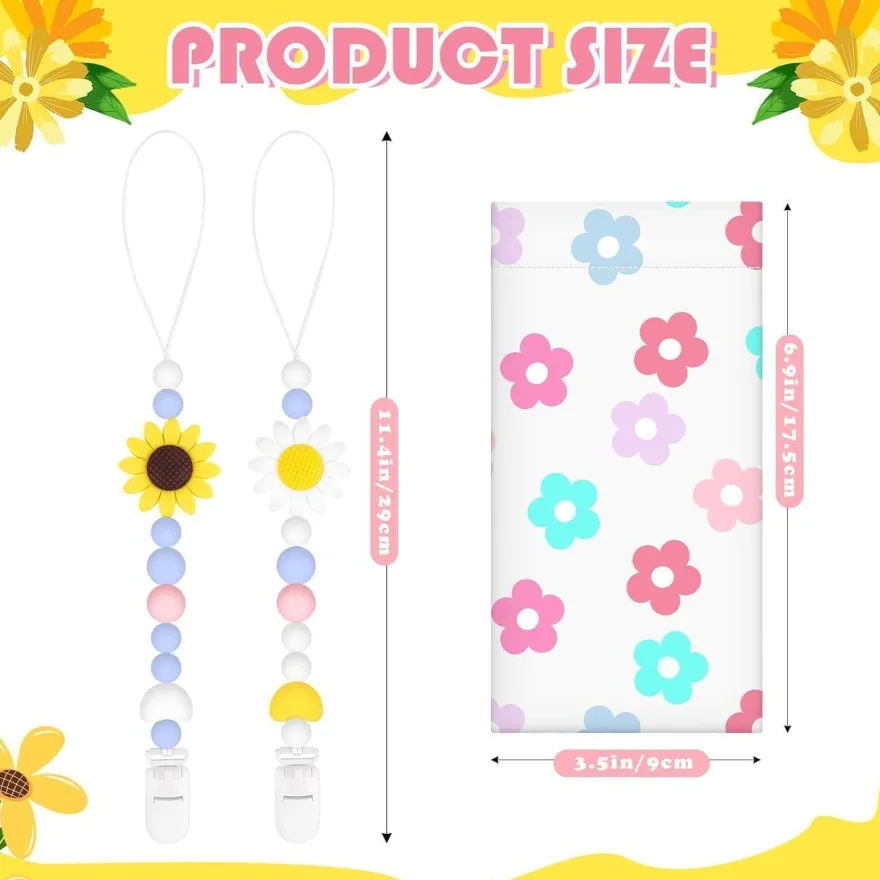 Bingtoo 2er Pack Baby Schnullerkette Silikon mit Sicherheitsclip - Ideal als