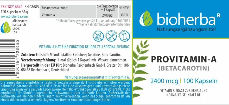 Bioherba Provitamin-A (Betacarotin) Kapseln