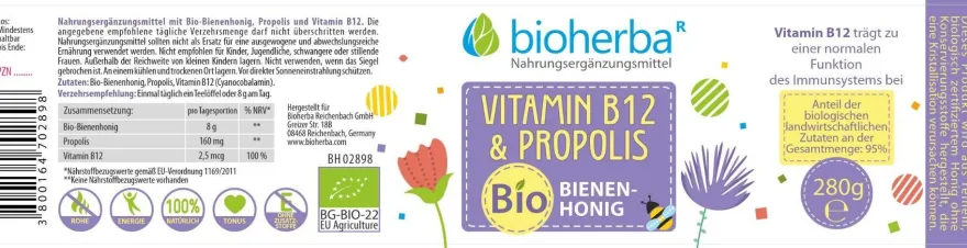Bioherba Vitamin B12 & Propolis Bio-Bienenhonig