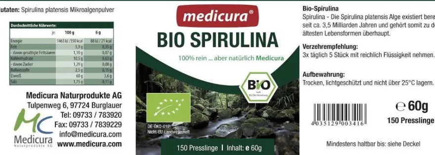 Bio Spirulina 100 % rein - 150 Presslinge