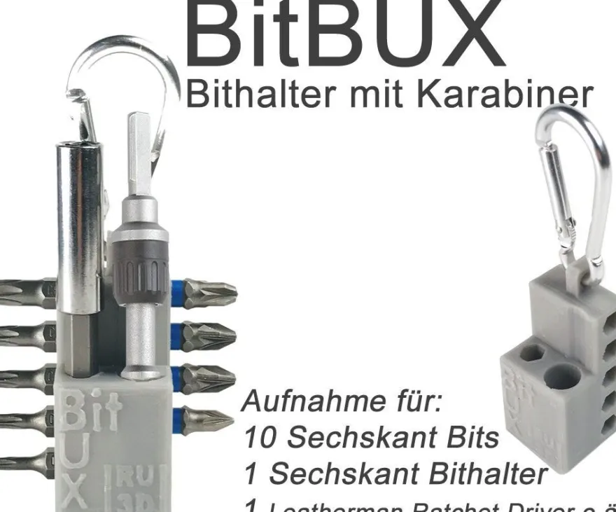 BitBUX Bit halter mit Karabiner, Gürtelclip passend für Leatherman Ratchet Driver