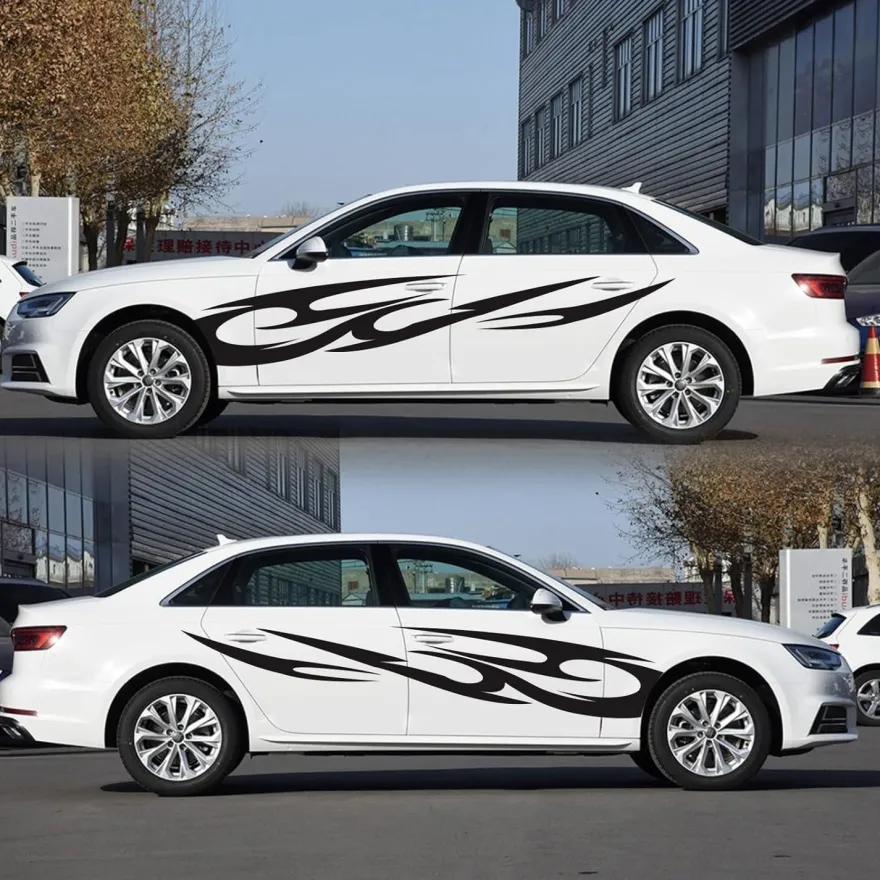 BLAJR Flammen Design Autoaufkleber für Auto, LKW, SUV - Glänzend Schwarz (4
