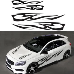 BLAJR Flammen Design Autoaufkleber für Auto, LKW, SUV - Glänzend Schwarz (4