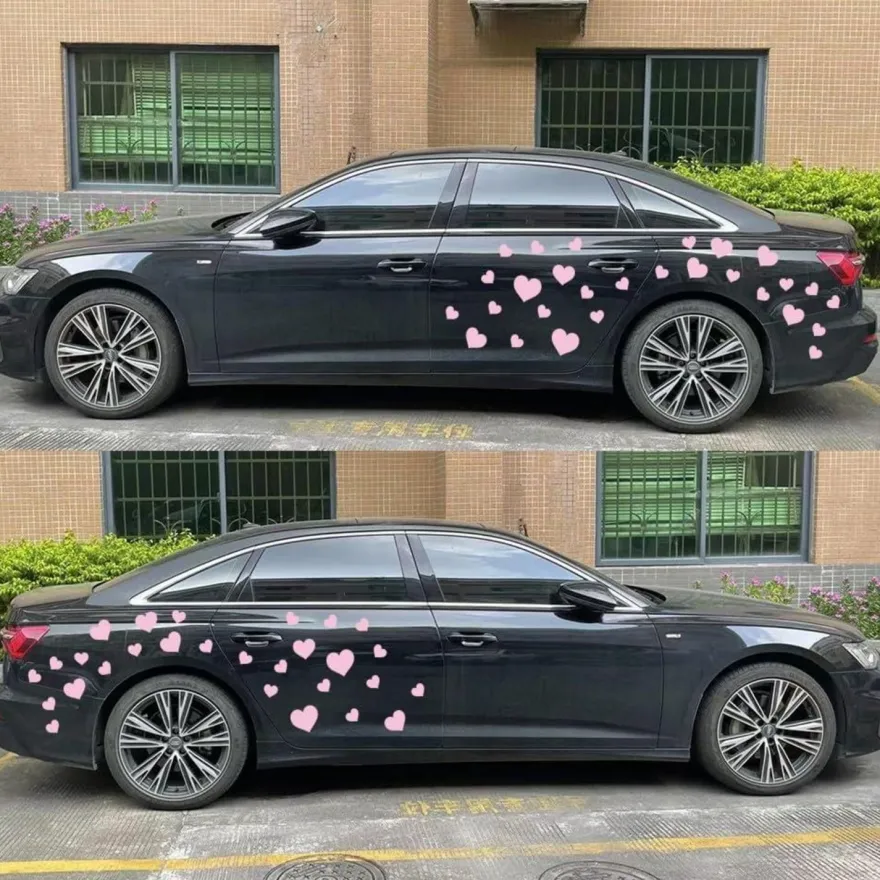 BLAJR Liebe Grafik Auto Aufkleber 56PCS Rosa - Wasserdichtes Sonnenschutz Vinyl
