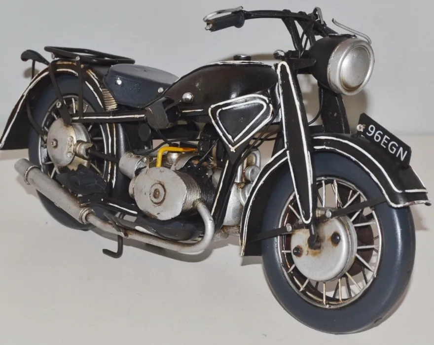Blechmotorrad Nostalgie Modellauto Oldtimer Marke BMW Motorrad aus Blech L 33 cm