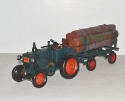 Blechtraktor Traktor Lanz Gespann mit Holzanhänger Oldtimer Lanz Bulldog L 60 cm