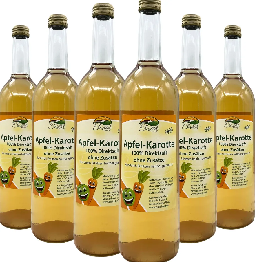 Bleichhof® Apfelsaft mit Karottensaft - Direktsaft, vegan (6x0,72l)