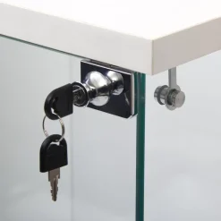 Blsyhdh Glasvitrine, moderner Regalschrank mit 3 Etagen, transparent, 125 x 42