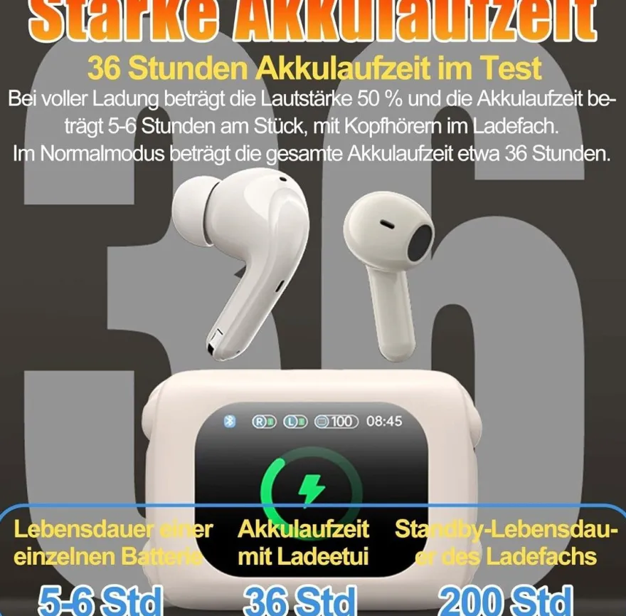 Bluetooth In Ear Kopfhörer Open Ear mit Display Ladecase TWS M71