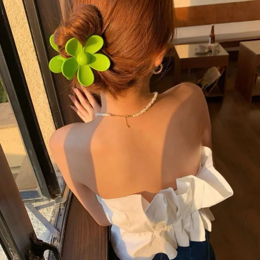 6 Blumen Haarspangen Acryl Große Klauen rutschfest matte Haarstyling-Zubehör