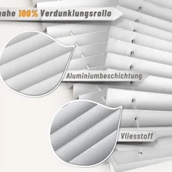 bobodeco Klemmfix Plissee Verdunkelung 30x140 cm Weiß - Einfache Montage ohne