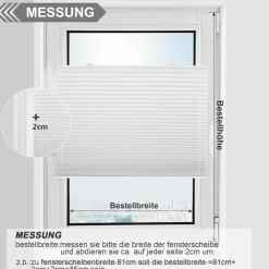 bobodeco Plissee Klemmfix Verdunkelung Weiß 65x200 cm - Einfache Montage ohne