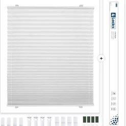 bobodeco Plissee Klemmfix Verdunkelung Weiß 65x200 cm - Einfache Montage ohne