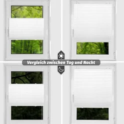 bobodeco Plissee Klemmfix Verdunkelung Weiß 65x200 cm - Einfache Montage ohne